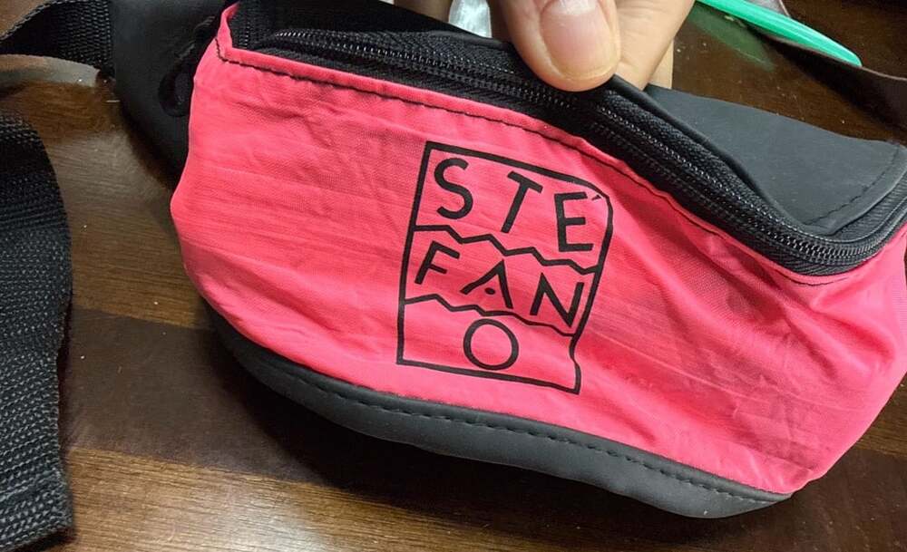 Stefano Belt Bag Pink Black Nylon Fanny Pack